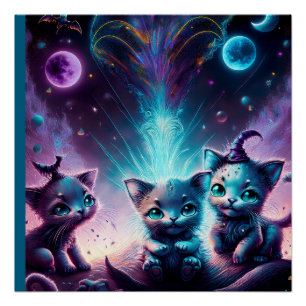 Poster Trois Chatons Aliens Dans Un Autre Cadre