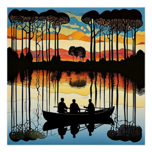 Poster Trois hommes dans un bateau