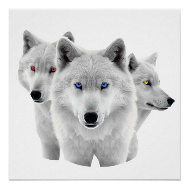 Poster Trois Loups blancs (Devant)