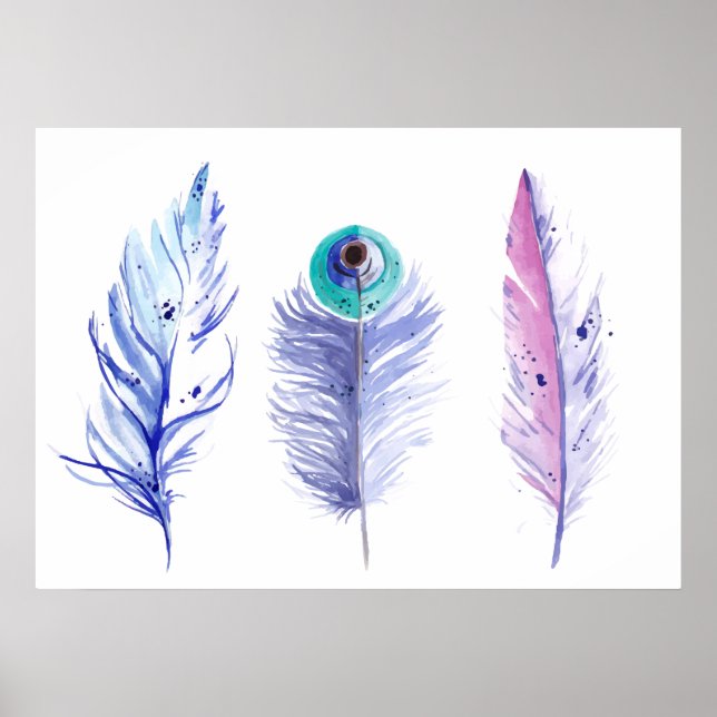 Poster Trois plumes bleu (Devant)