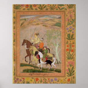 Poster Trois princes à la chasse, c.1635 (gouache sur pa