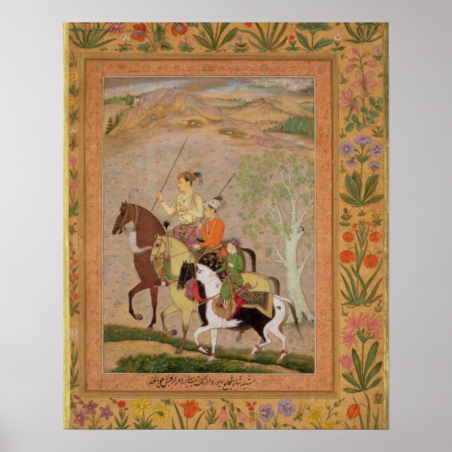 Poster Trois princes à la chasse, c.1635 (gouache sur pa (Devant)