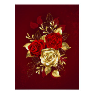 Poster Trois Roses de bijoux