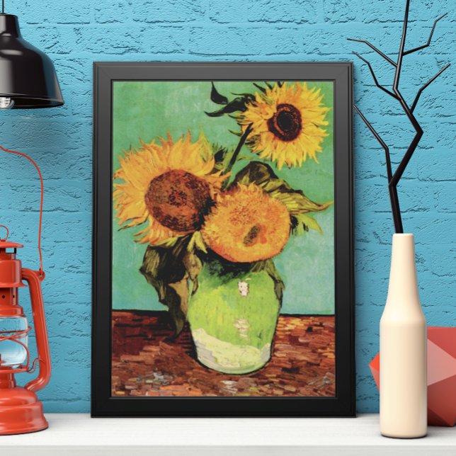Poster Trois tournesols dans un vase par Vincent van Gogh (Créateur téléchargé)