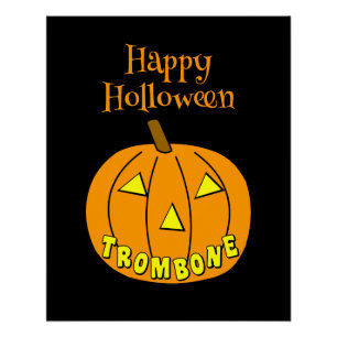 Poster Trombone Halloween Citrouille noir