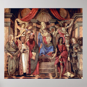 Poster Trône de Madonna des anges et des saints