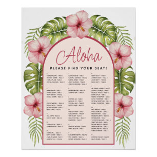Poster Tropical Floral Hawaii Alphabétique