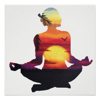 Poster Tropical Paradise Beach Yoga Pose Méditation