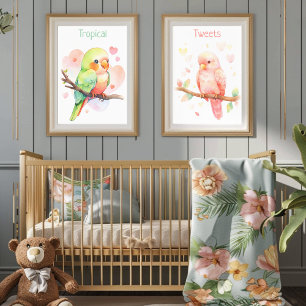 Poster Tropical Tweets Perroquet Bébé Fille