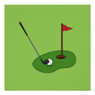 Poster Trou de golf avec drapeau