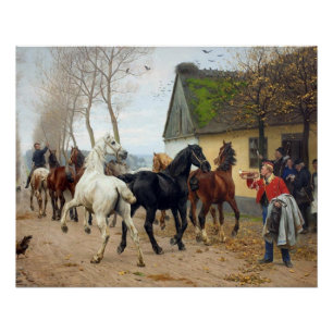 Poster Troupeau de Chevaux vers 1878