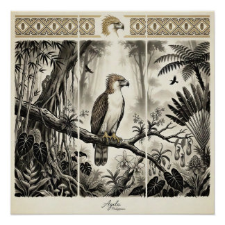 Poster Tryptique mural d'art sur l'aigle des Philippines