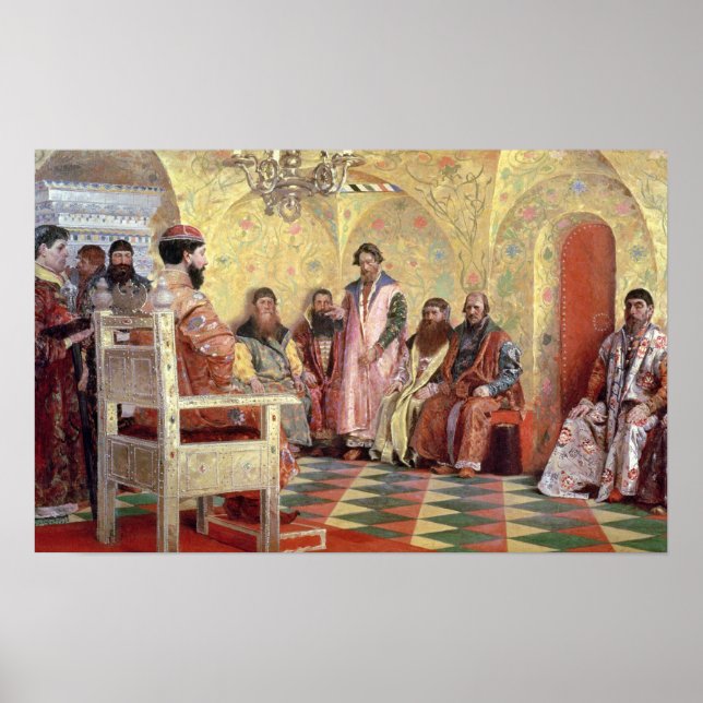 Poster Tsar Mikhail Fyodorovich avec Boyars (Devant)