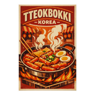 Poster Tteokbokki coréen dans un style rétro audacieux