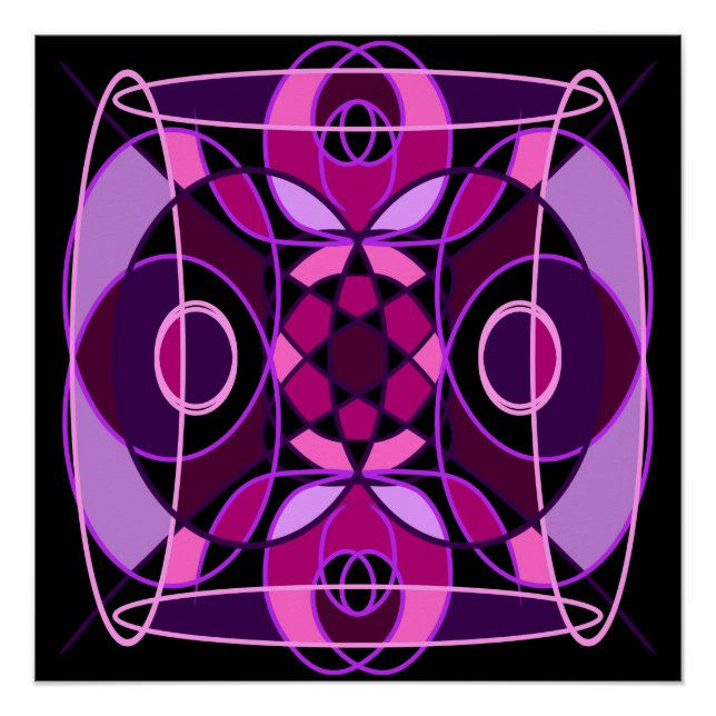 Poster Tuile de mosaïque abstraite rose et violet (Devant)