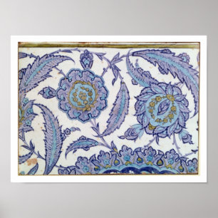 Poster Tuile de poterie de terre d'Isnik, c.1520-50