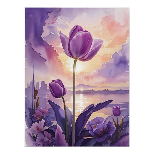 Poster Tulipe pourpre (Devant)