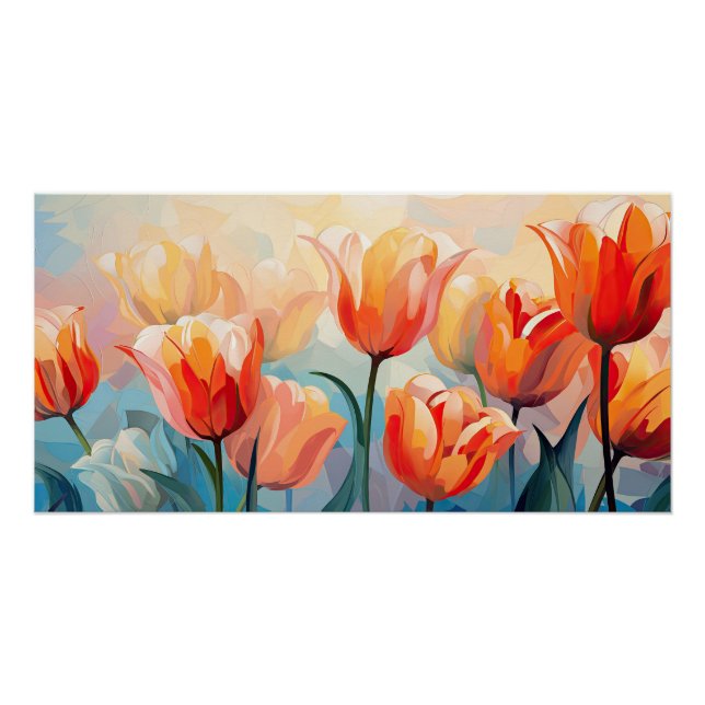 Poster Tulipes aquarelles (Devant)