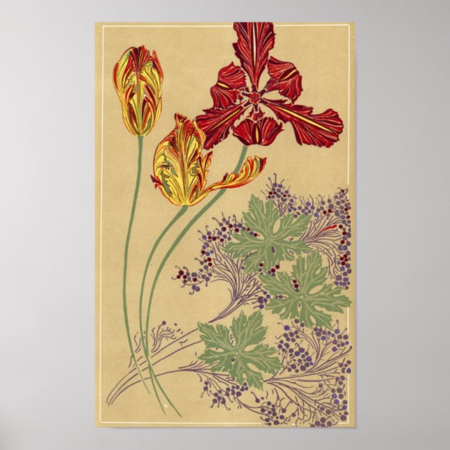 Poster Tulipes Art Nouveau (Devant)