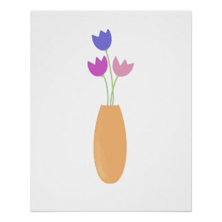 Poster Tulipes dans l'aquarelle Vase