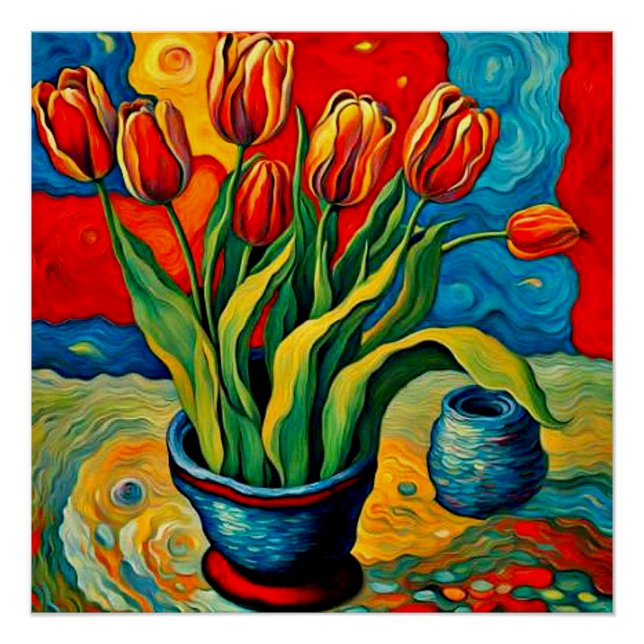 Poster Tulipes dans le vase (Devant)