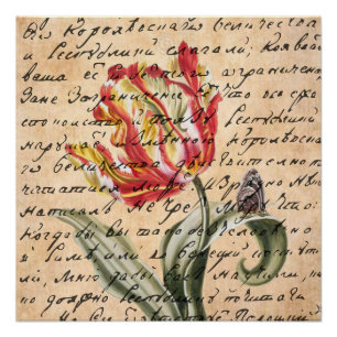 Poster Tulipes de printemps et écriture manuscrite