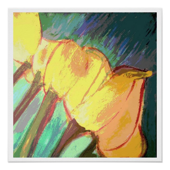 Poster Tulipes jaunes - 20 x 20 tirages lustrés (Devant)