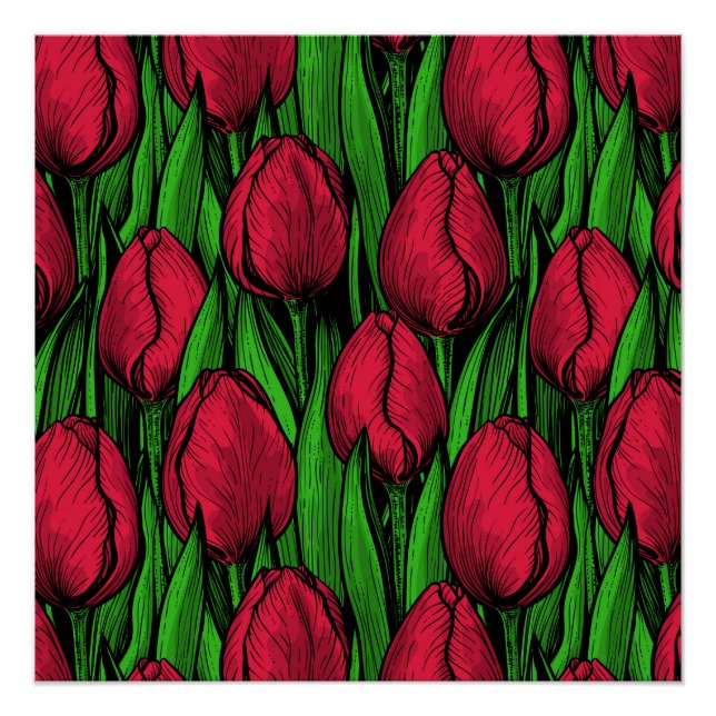 Poster Tulipes rouges (Devant)