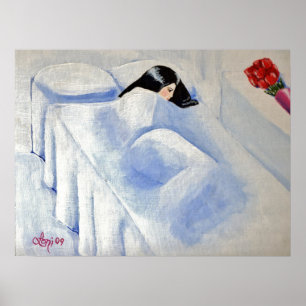 Poster "Tulips" sur une femme triste avec des chev