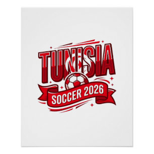 Poster Tunisie Football 2026 Football Gras Pays Typograph