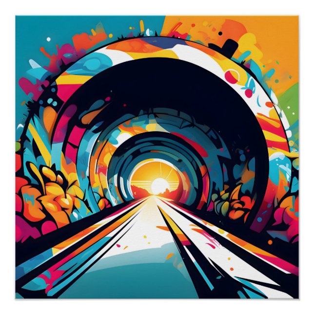 Poster Tunnel Avec Graffiti Art (Devant)