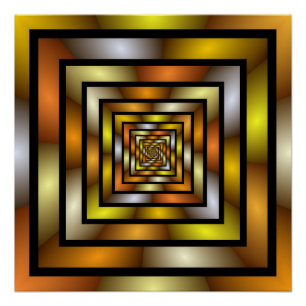 Poster Tunnel lumineux coloré Trippy Fractal Graphisme