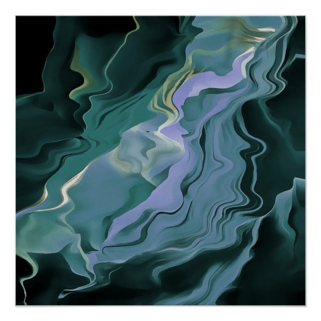 Poster Turbulence bleue Acrylique pour l'art Abstrait (Devant)