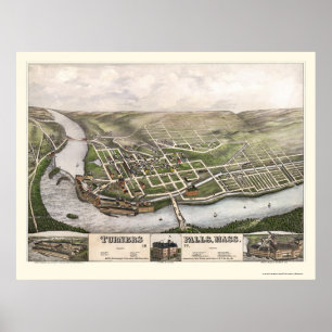 Poster Turners Falls, MA Carte panoramique - 1877