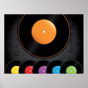 Poster Turntable Records In Vivid Colors