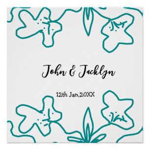 Poster Turquoise bleu couple marié date flstylish 