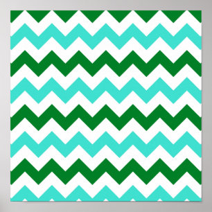 Poster Turquoise et vert en zigzag