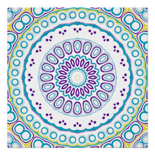Poster Turquoise et violet Mandala Motif