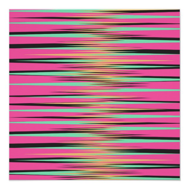 Poster Turquoise, jaune, noir et rose (Devant)