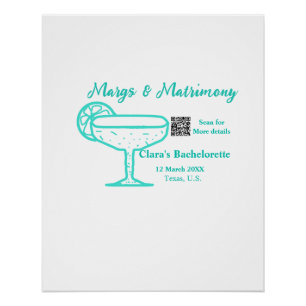 Poster Turquoise Marges & Mariage Bachelorette fête