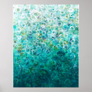 Poster Turquoise peinture ombre Abstraite blanche 16x20 I