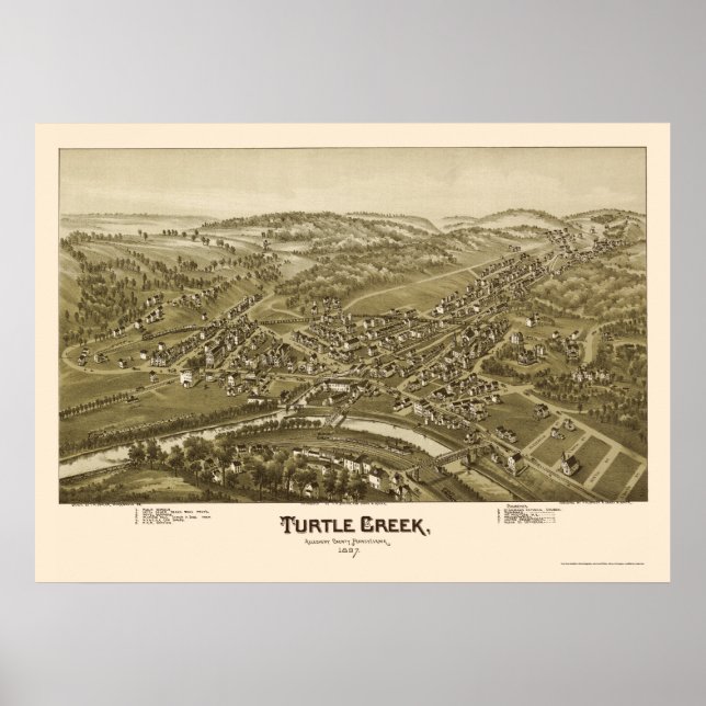 Poster Turtle Creek, PA Carte panoramique - 1897 (Devant)