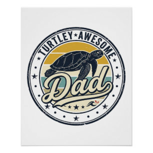 Poster Turtley Super Papa Design de T-Shirt Vintage Tortu