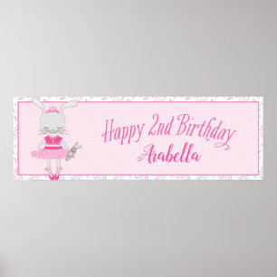 Poster Tutu Cute Bunny Joyeux 2e anniversaire Personnalis