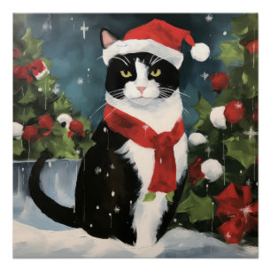 Poster Tuxedo Chat en Noël de neige