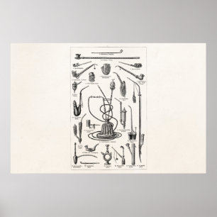 Poster Tuyaux de tabac vintages et vieille illustration