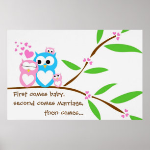 Poster Twin Baby Girl Owl avec texte Customisé