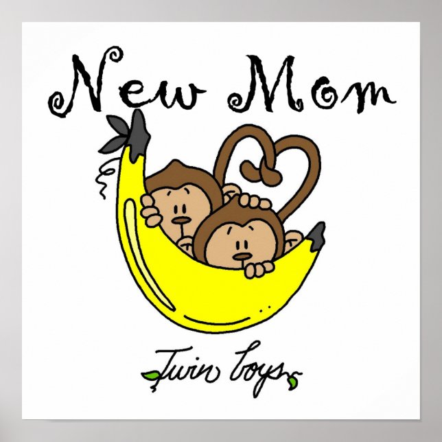 Poster Twin Boys New Mom Cadeaux (Devant)