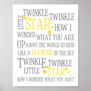 POSTER TWINKLE TWINKLE PETIT ÉTOILE-8X10 ART IMPRIMÉ-JAUN