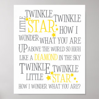 POSTER TWINKLE TWINKLE PETIT ÉTOILE-8X10 ART IMPRIMÉ-JAUN